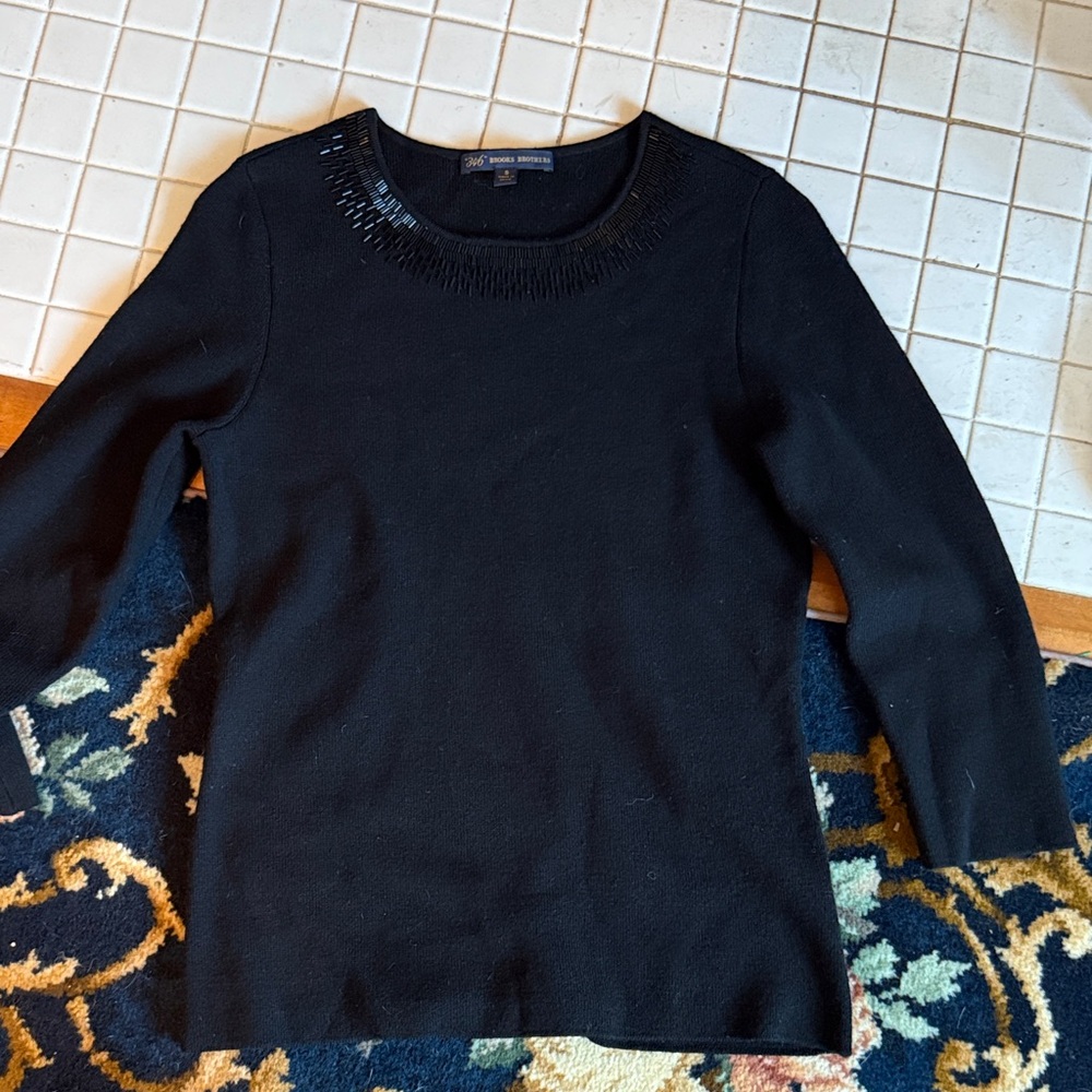 Brooks Brothers Merino wool Embellished Neckline Sweater- worn a few times